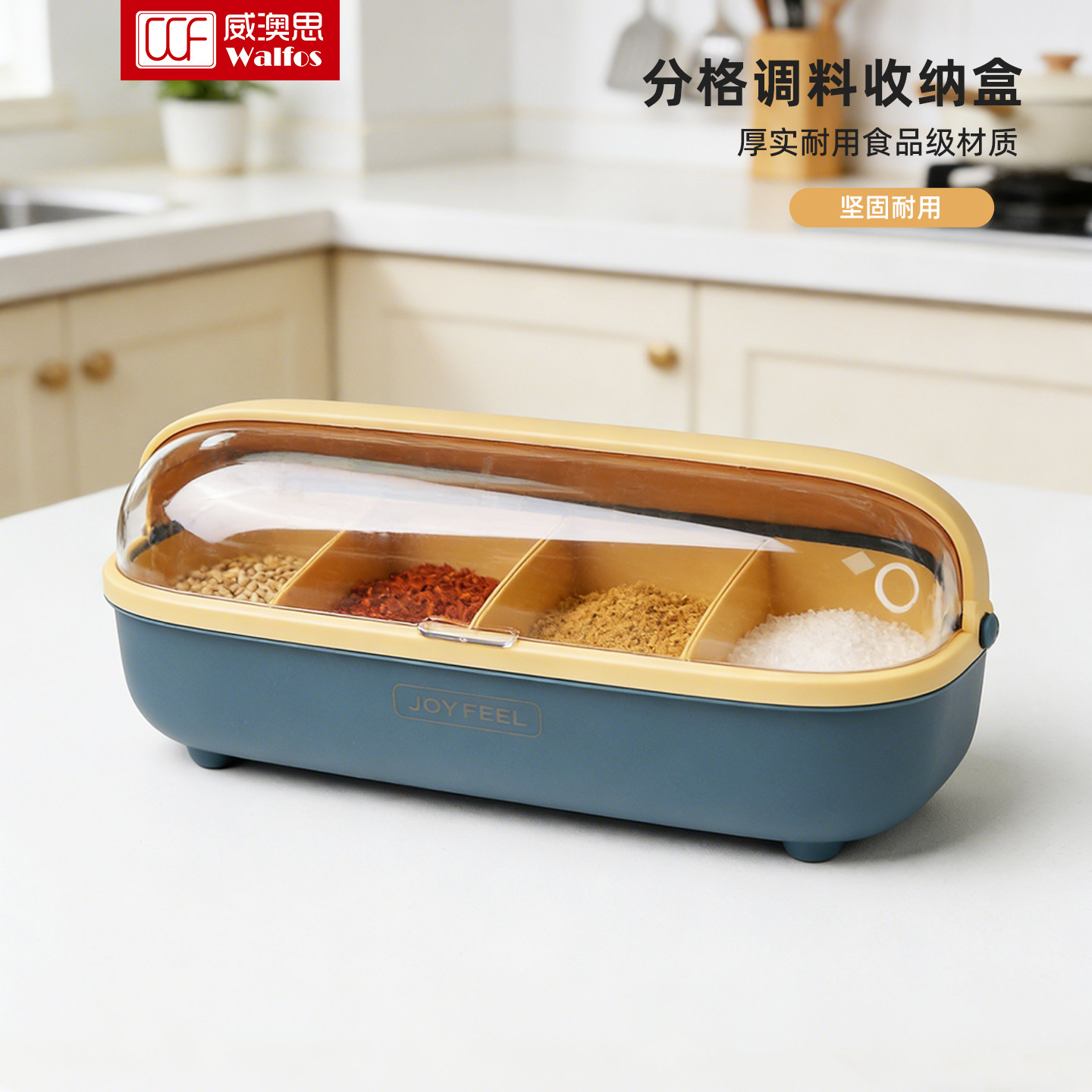 趣味调料盒厨房家用长方形放盐味精调味盒一体多格佐料盒子筷子盒