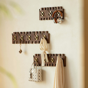 黑胡桃木钢琴键挂衣架免打孔壁挂墙上挂钩实木衣帽架墙面门后挂钩