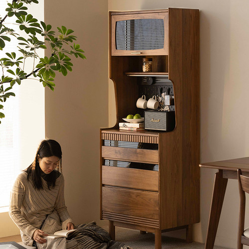 圣贝纳迪黑胡桃木中古餐边柜窄型