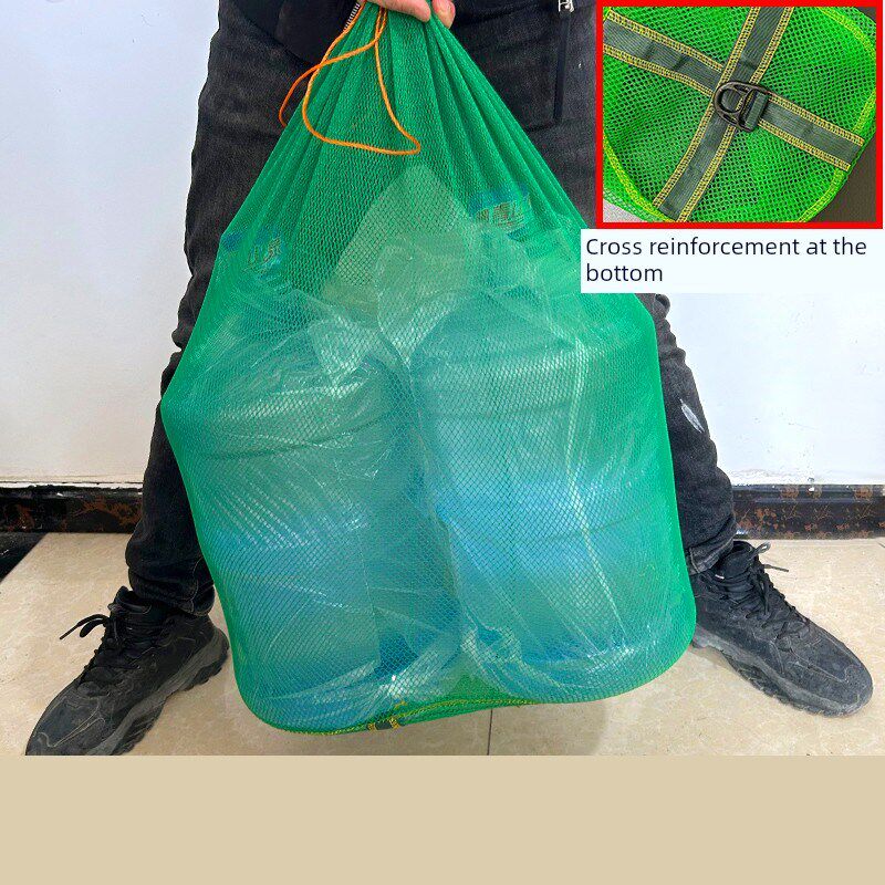 鱼护钓鱼网袋简易鱼护便携式束口装鱼袋折叠O渔护小网眼抄网兜渔