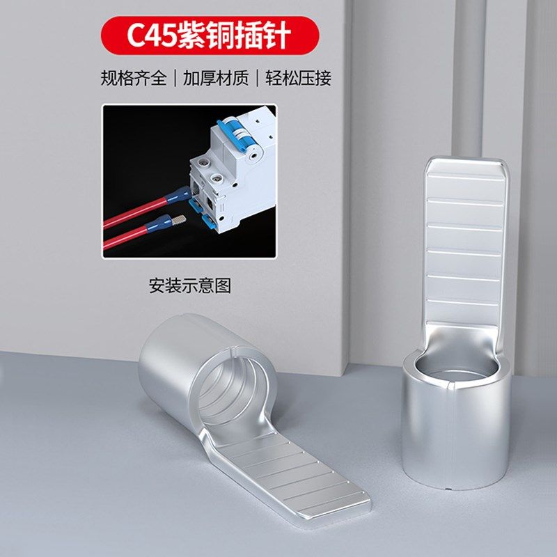 紫铜C4c5插针接线端子空开断路器插片冷压焊接铜线鼻子电线压线耳,电子/电工,接线端子,淘宝优惠券,粉丝福利购,淘宝优惠卷