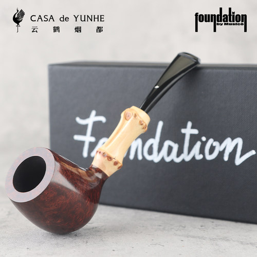 云鹤意大利Foundation手工石楠木烟斗光面苹果竹节