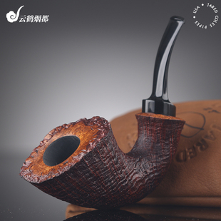 云鹤美国Jared Coles贾里德·科尔斯手工石楠木烟斗棕喷砂号角