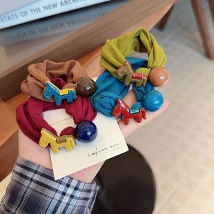 韩系复古撞色小马发绳个性设计感发圈高弹力扎马尾皮筋基础发饰女