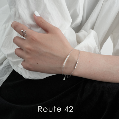 Route42珍珠纯银双层手链