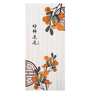 网红透光不透人门帘挂帘家用客厅卧室山水花鸟中国风纱帘定制图案