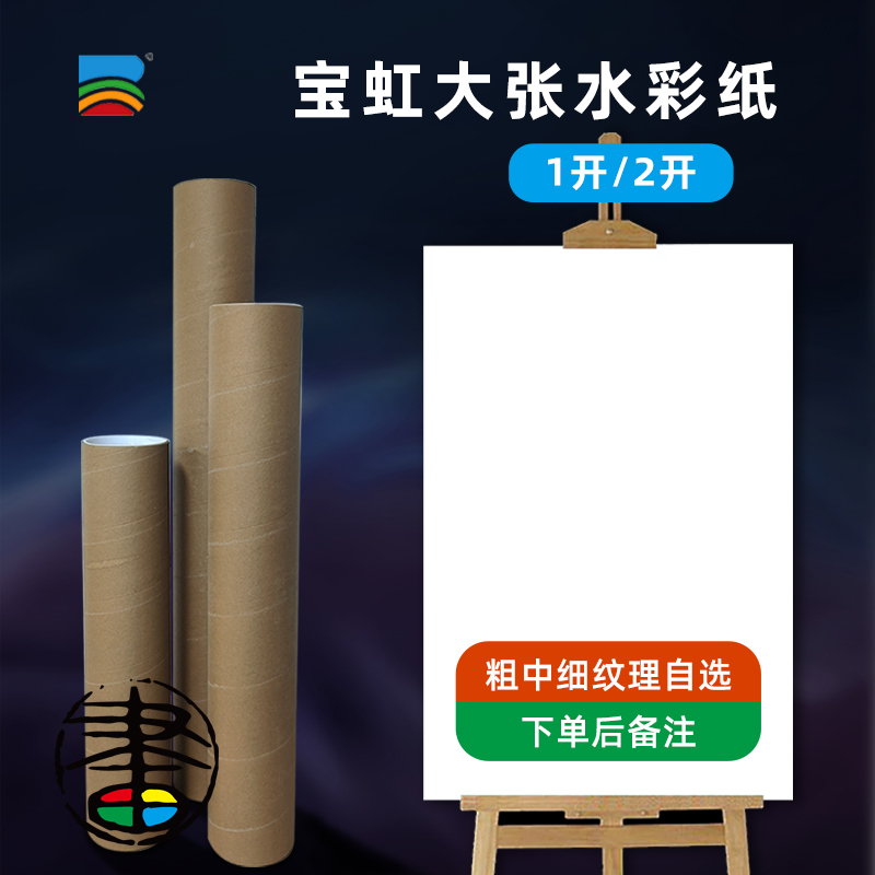 BAOHONG宝虹全开半开水彩纸大张纸 1开2开纸 粗中细纹理300g全棉浆水彩纸 卷筒发货