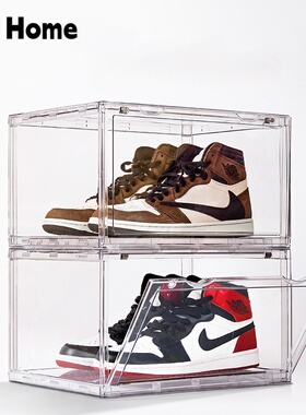 慧程全透明亚克力球鞋收纳盒子AJ磁吸防氧化塑料展示鞋柜防尘鞋墙