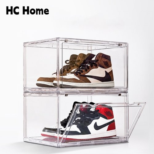 慧程全透明亚克力球鞋收纳盒子AJ磁吸防氧化塑料展示鞋柜防尘鞋墙