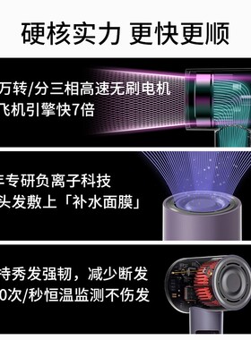 keheal科西VE飓风筒吹风机四亿负离子高速无刷电机恒温轻音不伤发