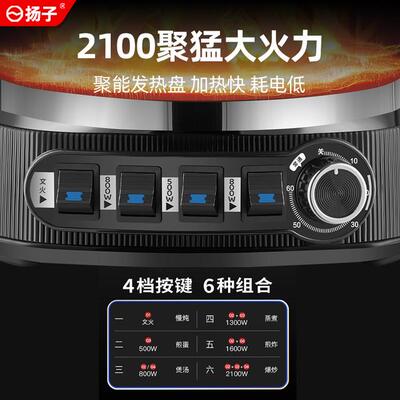 YANGZI/扬子纯铸铁无涂层电炒锅家用多功能蒸煮一体式电锅电热锅