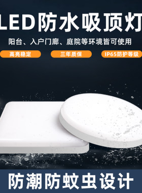 LED防潮灯爆水吸顶厨卫浴室壁化