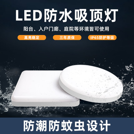 LED防潮灯防爆防水灯吸顶灯厨卫浴室壁灯化妆室户外三防灯吸顶灯