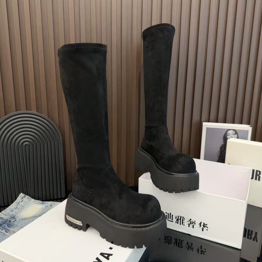 2025新款韩版厚底真皮松糕鞋