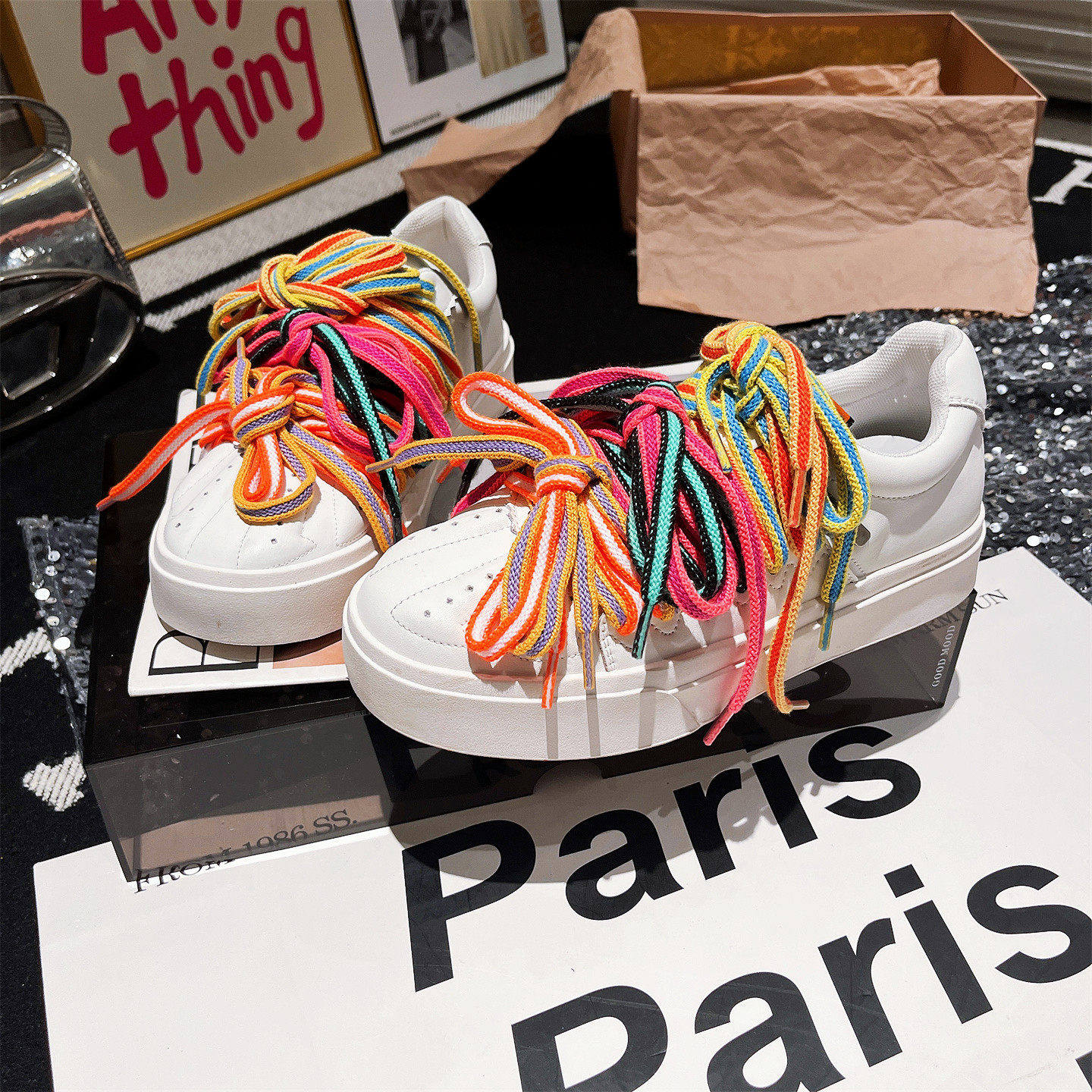 真皮版~彩色蝴蝶结系带休闲鞋板鞋小白鞋平底鞋学院小众设计女鞋,女鞋,休闲板鞋,淘宝优惠券,粉丝福利购,淘宝优惠卷