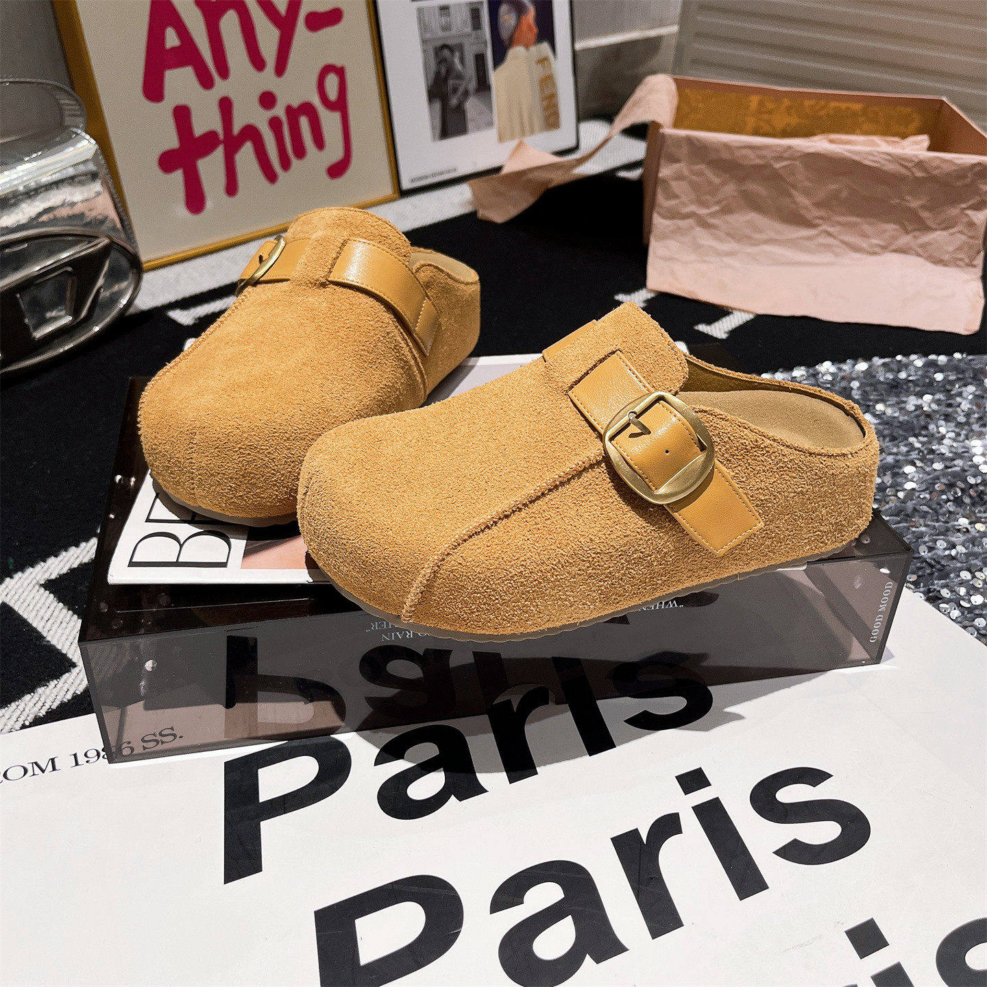 真皮版~欧货金属扣包头包跟懒人一脚蹬勃肯鞋半拖鞋女鞋托豆豆鞋,女鞋,包头拖,淘宝优惠券,粉丝福利购,淘宝优惠卷