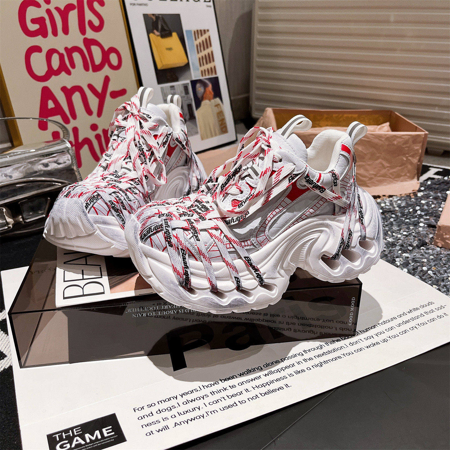 真皮版~欧货做旧绑带蜘蛛侠厚底松糕老爹鞋运动鞋脏脏小个子女鞋,女鞋,老爹鞋,淘宝优惠券,粉丝福利购,淘宝优惠卷