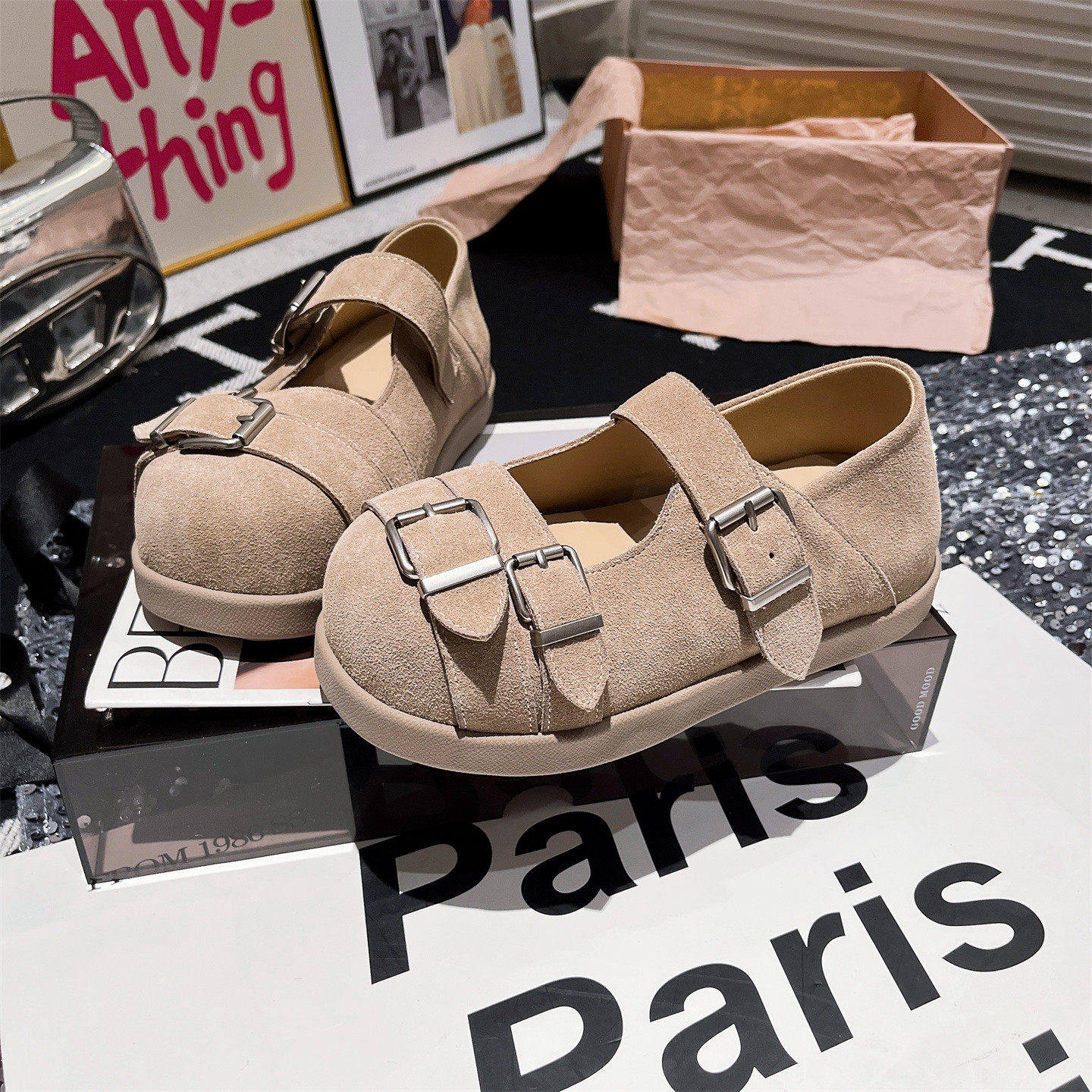 真皮版~大头卡皮巴拉金属扣一字玛丽珍浅口面包勃肯鞋内增高女鞋,女鞋,玛丽珍鞋,淘宝优惠券,粉丝福利购,淘宝优惠卷