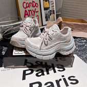 韩版 ins超火巴黎老爹鞋 粉色厚底松糕小个子6cm运动鞋 真皮版 女鞋