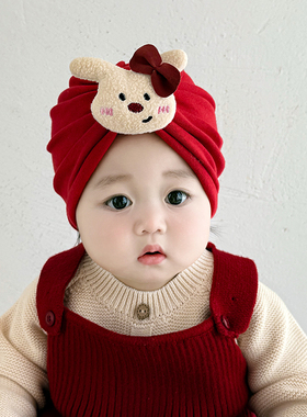 婴儿帽子秋冬季印度帽男女宝宝超萌卡通套头帽小月龄婴幼儿童胎帽