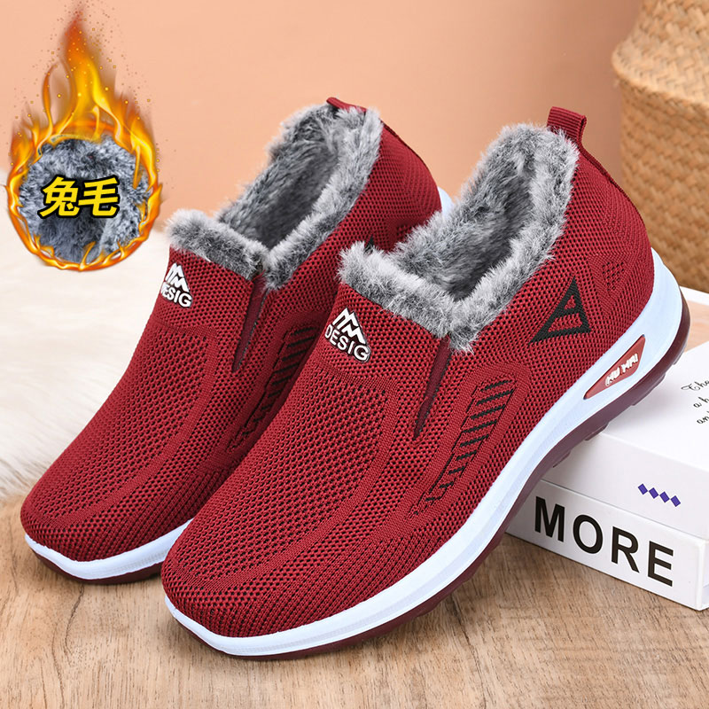 中老年棉靴加绒加厚防滑软底