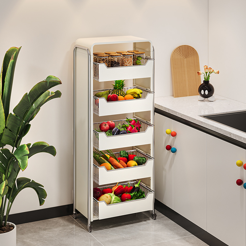 厨房蔬菜置物架落地多层家用抽拉式水果菜篮子收纳筐多功能放菜架