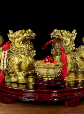 铜貔貅摆件一对貔恘公母