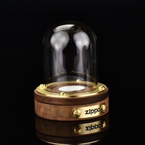 Zippo打火机展示盒收藏盒收纳盒胡桃木玻璃罩胡桃木底座