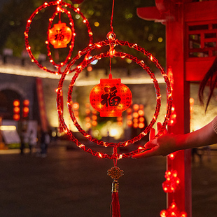 2026过新年春节大红灯笼双环灯笼装饰灯led彩灯氛围灯家用庭院灯