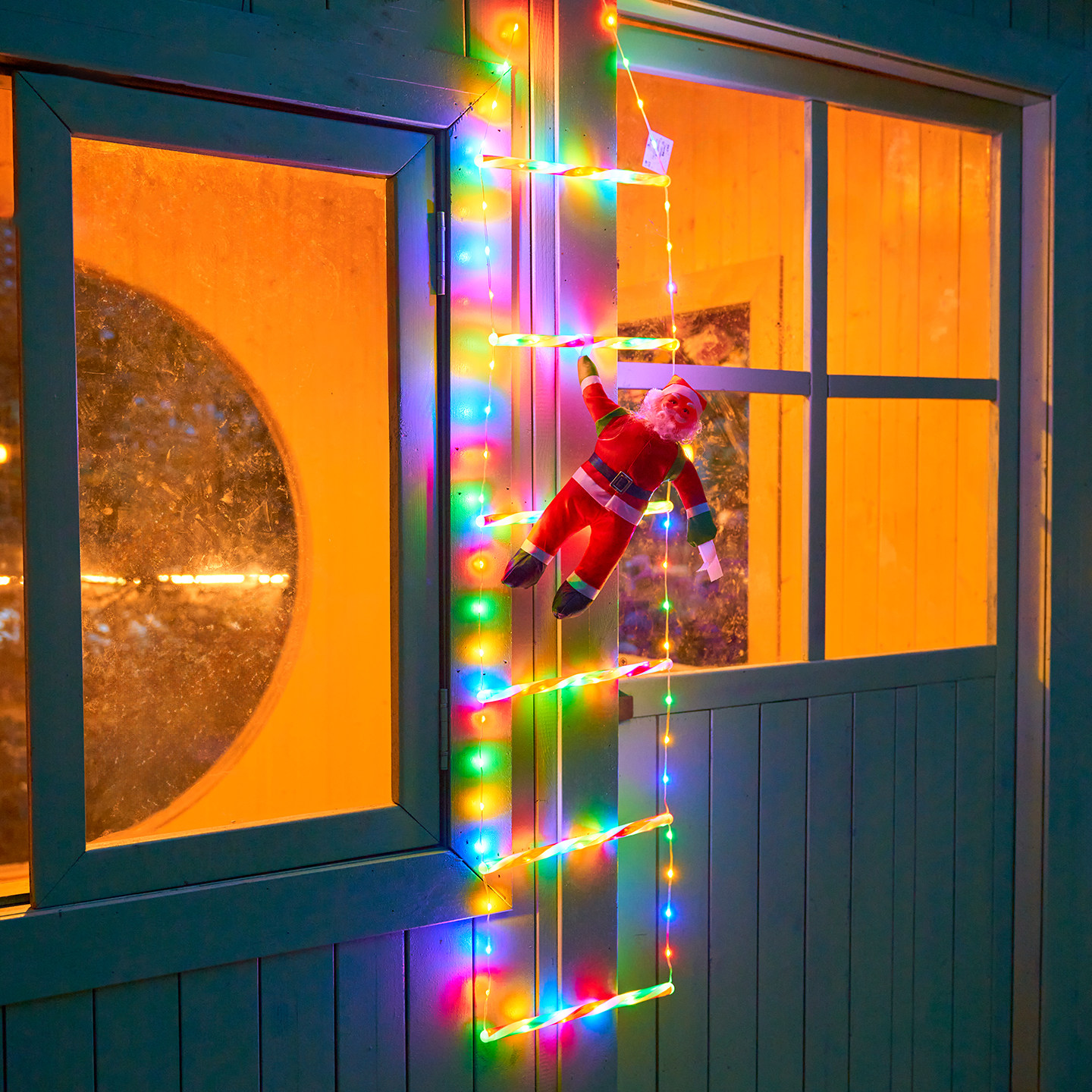 圣诞老人爬梯灯降落伞led装饰灯