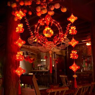 2026年新品家用门口客厅橱窗挂联中国结led彩灯装饰灯新年布置灯