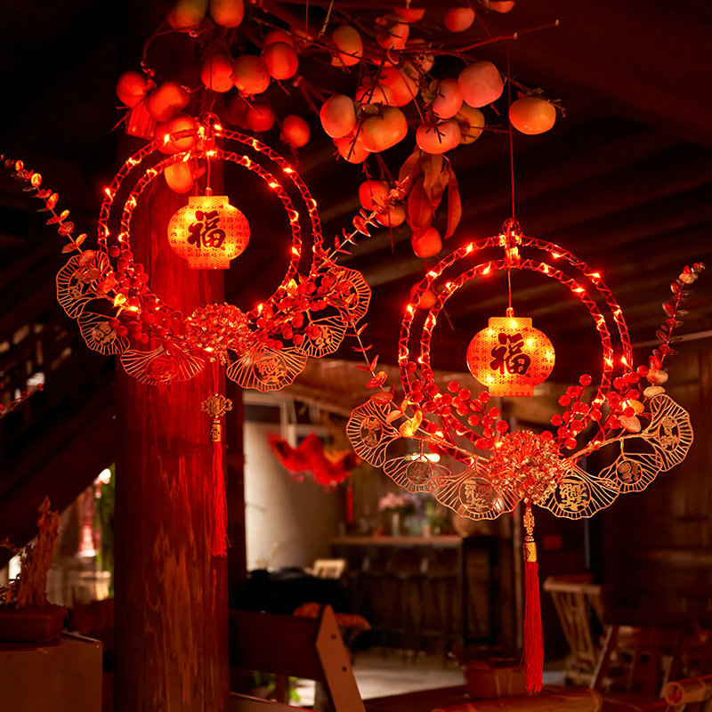 2025年新品家用门口客厅橱窗挂联中国结led彩灯装饰灯新年布置灯