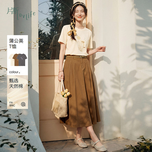 片断T恤女夏季新款圆领流苏蒲公英小众休闲学院小清新上衣