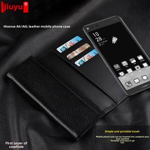 适用于九宇海信A6L真皮手机壳6.53英寸双屏手机壳5.84英寸电子书阅读器内衬袋海信A6第一层牛皮钱包皮套防摔