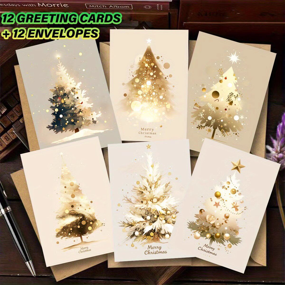 圣诞节贺卡木雕烫金圣诞节创意立体贺卡片祝福感谢高级感手写贺卡