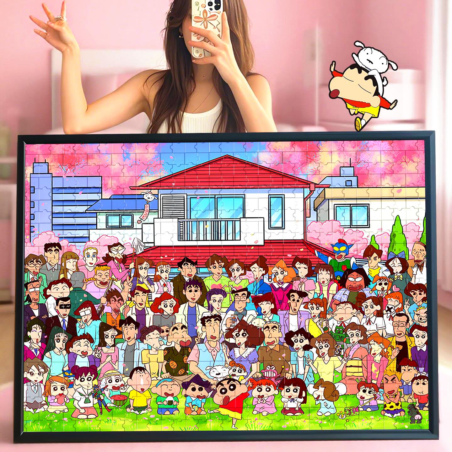 蜡笔小新全家福女孩拼图益