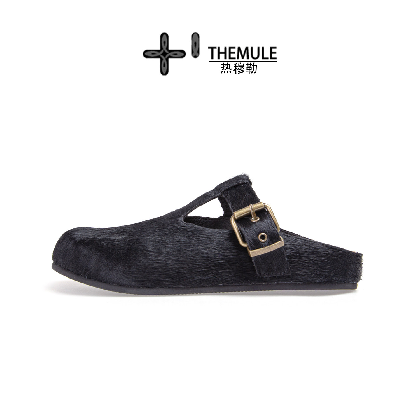 THEMULE马毛row家勃肯鞋马毛女包头半拖外穿一脚蹬懒人鞋黑色平底,女鞋,勃肯鞋/软木鞋,淘宝优惠券,粉丝福利购,淘宝优惠卷