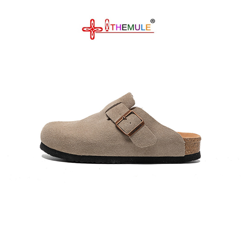 新款钓鱼休闲勃肯鞋拖鞋男夏季外穿厚底真皮博肯鞋拖鞋软木半拖女