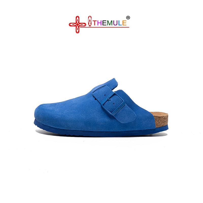 德国真皮勃肯鞋女包头半拖外穿真皮软木博肯凉鞋平底懒人一脚蹬