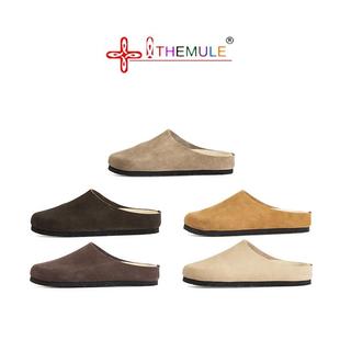 春夏穆勒鞋 风麂皮厚底拖鞋 半托真皮row懒人 包头拖鞋 THEMULE勃肯鞋