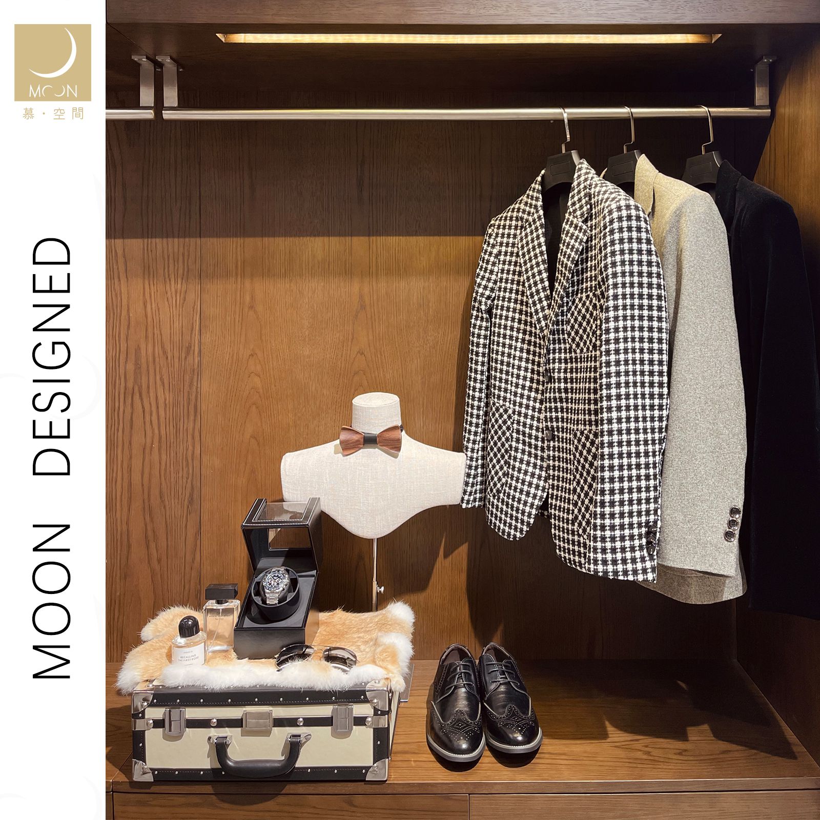 moon样板房男士衣帽间西装衣服