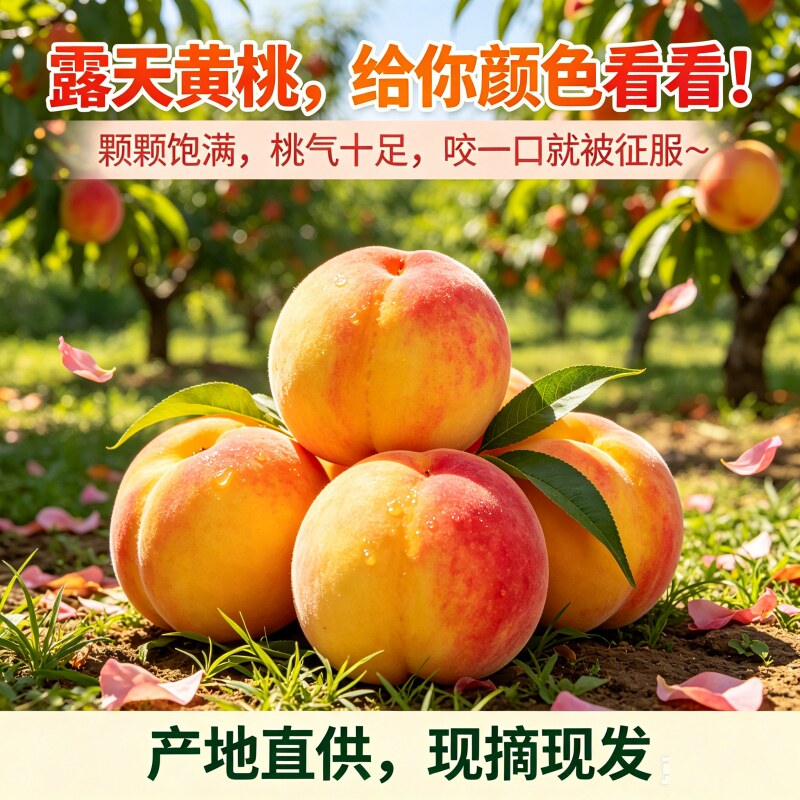 京东包邮彩虹黄桃黄金蜜桃子新鲜当季水果现摘脆甜黄肉毛桃中大果
