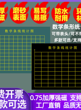 小学数学条形统计分析图磁性黑板贴三四年级知识学习对应学力训练题折线平移表绿色软磁铁教具可移动磁力贴