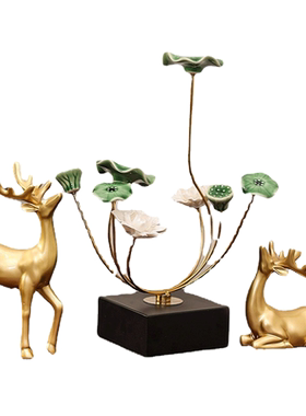 新中式荷花摆件高档艺术品