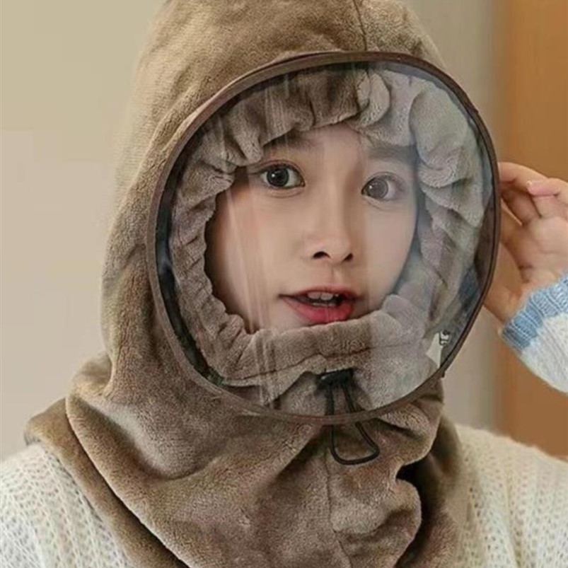 骑车防风面罩全脸冬季套头帽子围巾一体女加绒防寒保暖电动车护耳