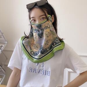 网红透气护眼角夏防晒面罩女骑车面纱遮阳脸罩脖子假领子披肩两用