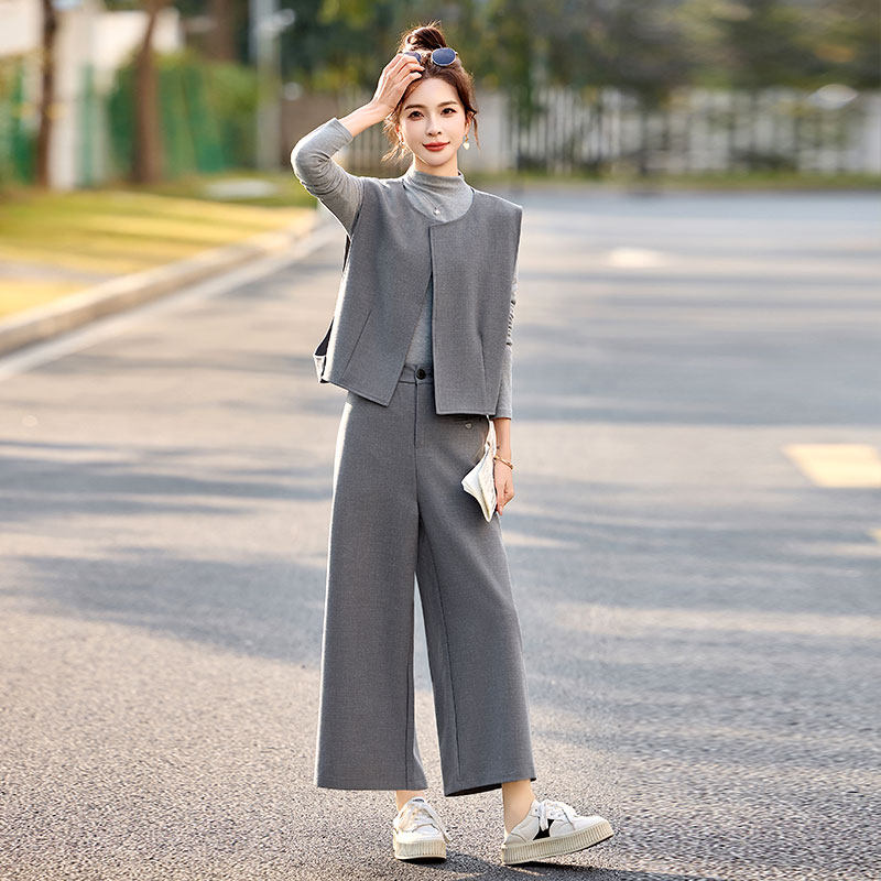 大方得体穿搭阔腿裤三件套马甲2026新款今年流行爆款女装春款套装