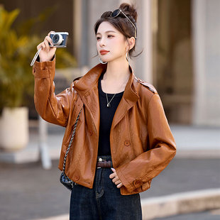 蜡油皮衣外套女款短款春2026新款酷飒风今年流行爆款高级感小个子