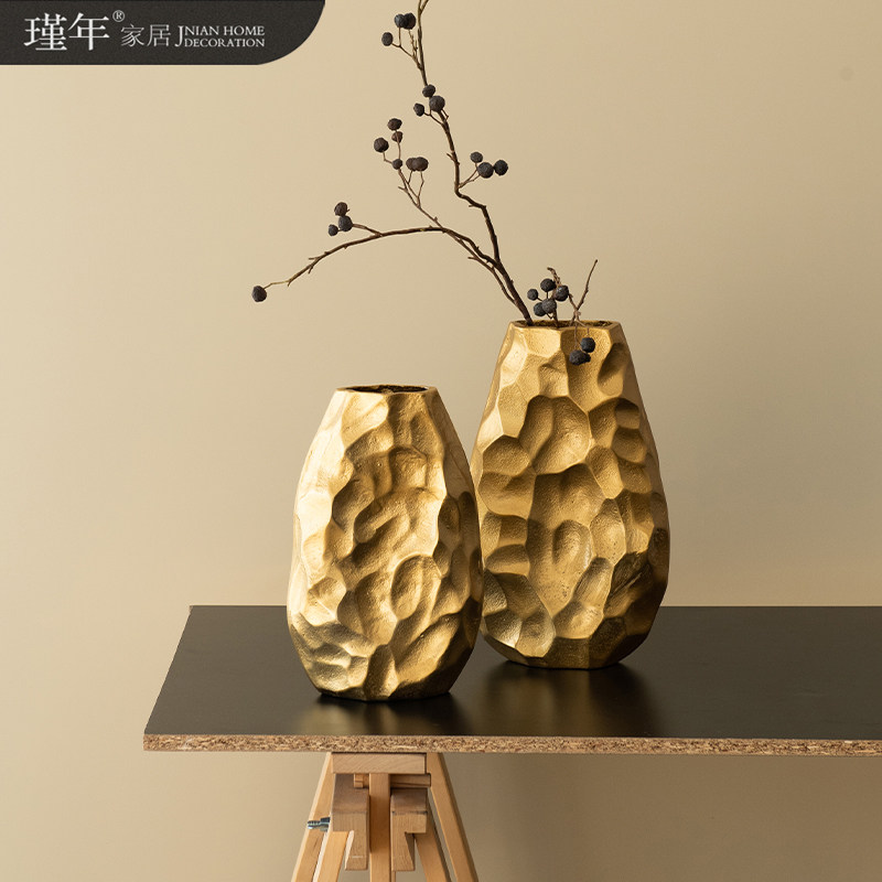 现代轻奢金属花瓶摆件