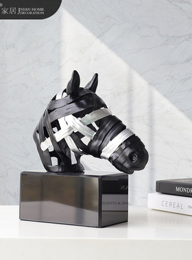 现代简约创意金属马头摆件羚羊客厅电视柜玄关动物装饰品雕塑摆设